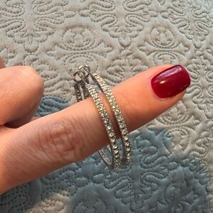 Lia Sophia silver tone hoops